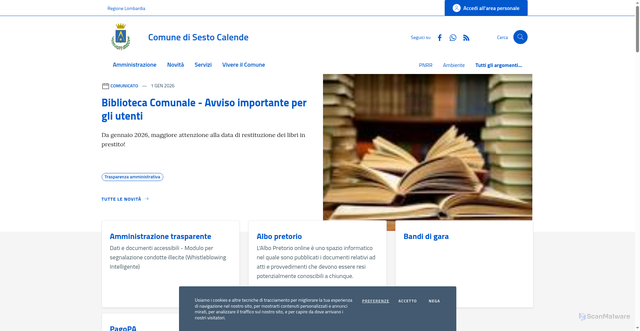 Security scan screenshot of https://www.comune.sesto-calende.va.it/