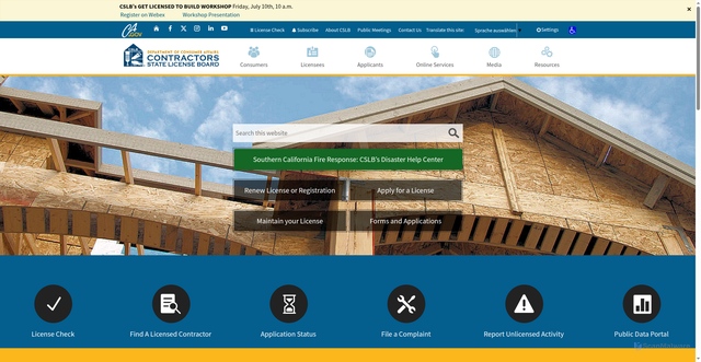 Security scan screenshot of https://www.cslb.ca.gov