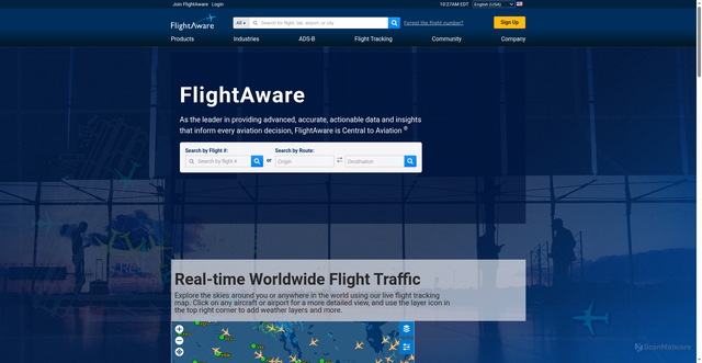 Security scan screenshot of https://zh.flightaware.com