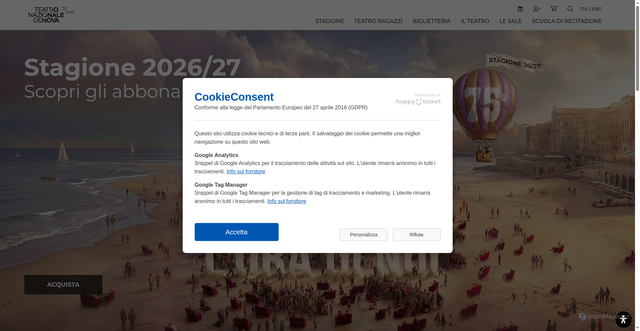 Security scan screenshot of https://www.teatronazionalegenova.it/