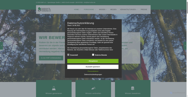 Security scan screenshot of https://kwf2020.kwf-online.de/