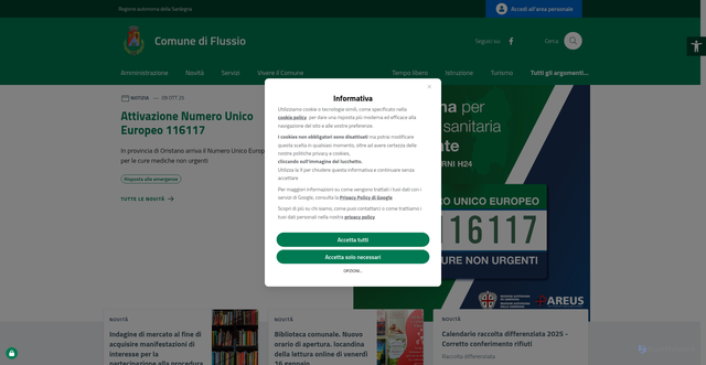 Security scan screenshot of https://www.comune.flussio.or.it/