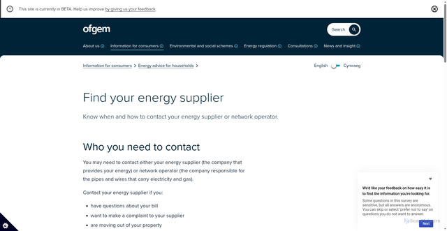 Security scan screenshot of https://www.ofgem.gov.uk/information-consumers/energy-advice-households/finding-your-energy-supplier-or-network-operator