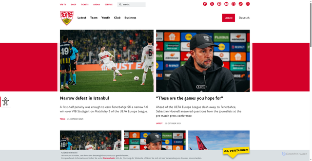 Security scan screenshot of https://www.vfb.de/en/