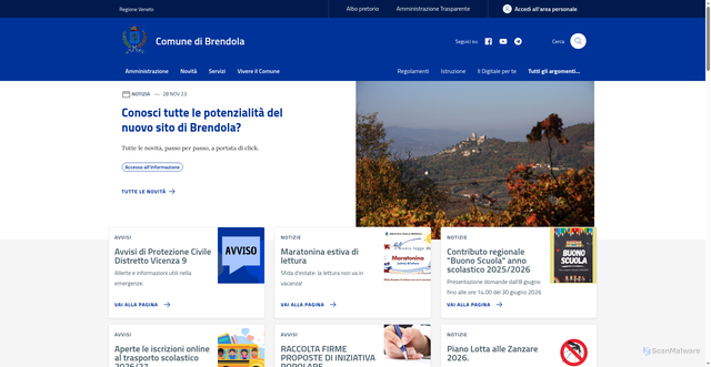 Security scan screenshot of https://www.comune.brendola.vi.it