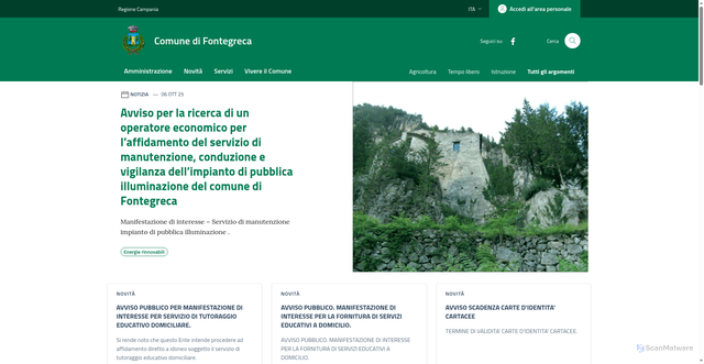 Security scan screenshot of https://www.comune.fontegreca.ce.it/