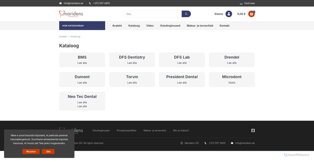Security scan screenshot of https://maridens.ee/et/content/13-kataloog