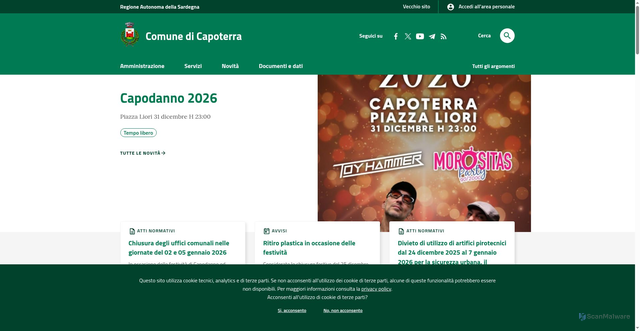 Security scan screenshot of https://www.comune.capoterra.ca.it/it/index.html