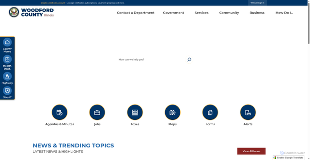 Security scan screenshot of https://woodfordcountyil.gov/