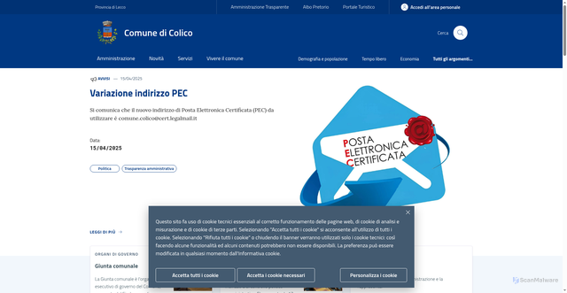 Security scan screenshot of https://www.comune.colico.lc.it/