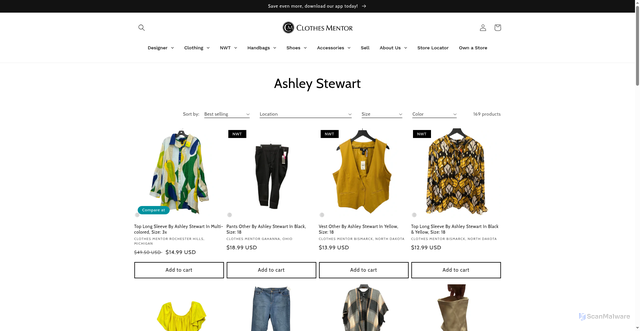 Security scan screenshot of https://clothesmentor.com/collections/brand-ashley-stewart