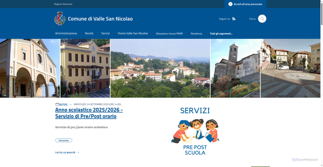 Security scan screenshot of https://www.comune.vallesannicolao.bi.it/