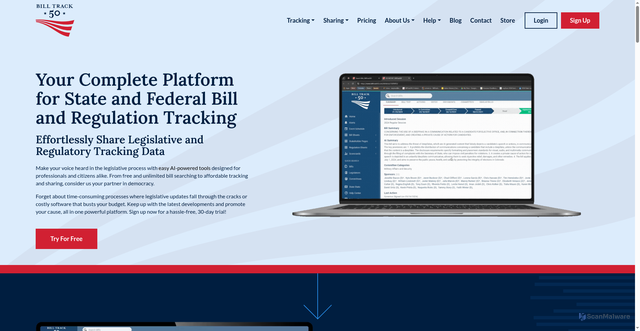 Security scan screenshot of https://www.billtrack50.com