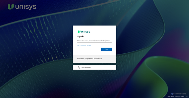 Security scan screenshot of https://unisyscorp-my.sharepoint.com