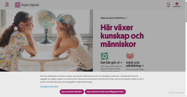 Security scan screenshot of https://regionuppsala.se/