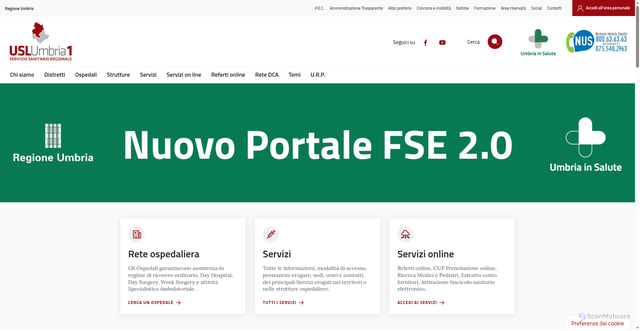 Security scan screenshot of https://www.uslumbria1.it