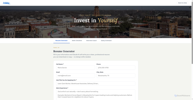 Security scan screenshot of https://jobbyusa.pages.dev/invest.html