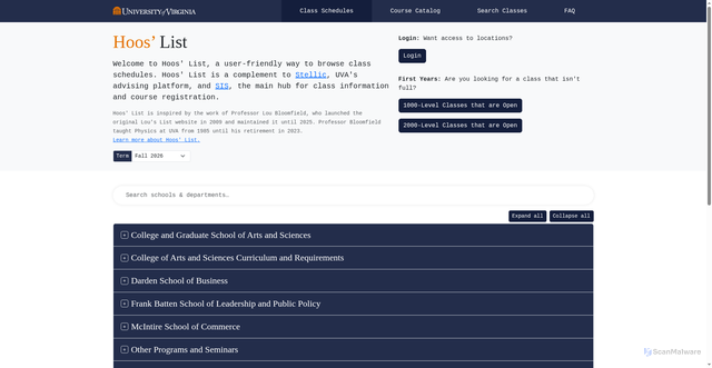 Security scan screenshot of https://hooslist.virginia.edu/