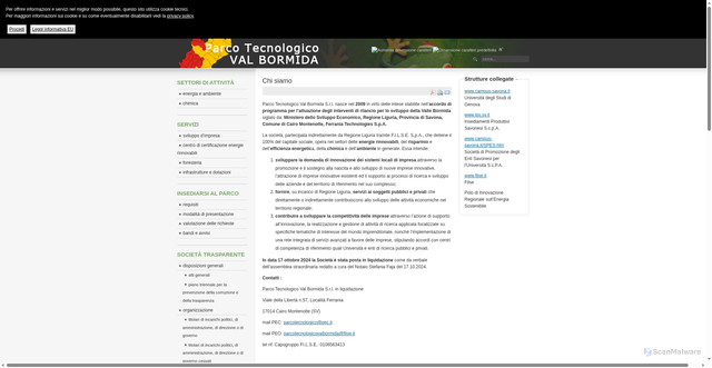 Security scan screenshot of https://www.parcotecnologicovalbormida.filse.it/