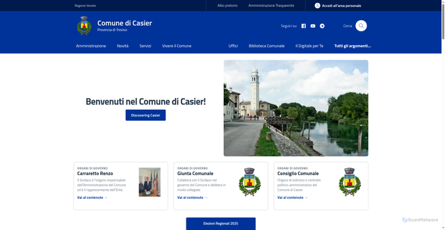Security scan screenshot of https://www.comune.casier.tv.it/