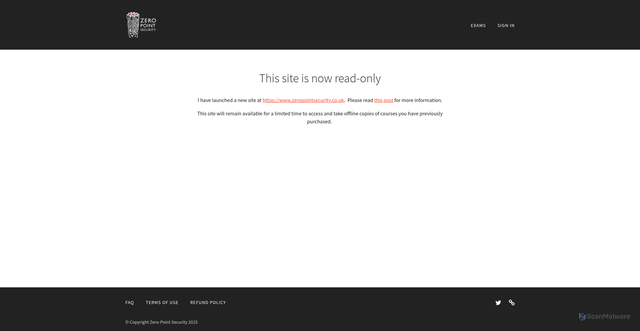 Security scan screenshot of https://training.zeropointsecurity.co.uk/