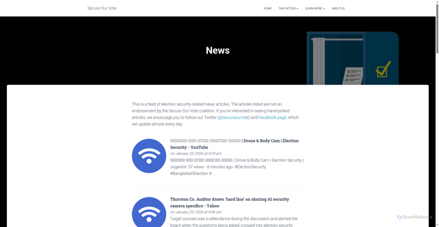Security scan screenshot of https://secureourvote.us/news/