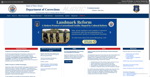 Security scan screenshot of https://www.nj.gov/corrections/