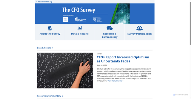 Security scan screenshot of https://www.richmondfed.org/research/national_economy/cfo_survey