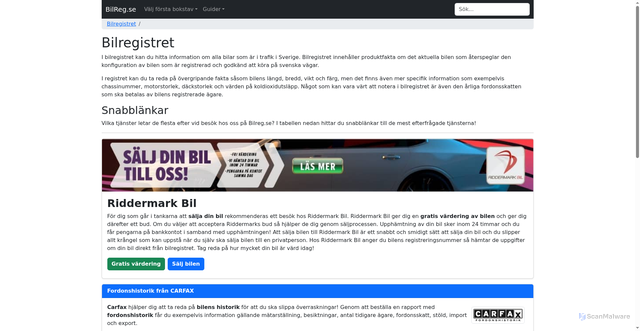 Security scan screenshot of https://bilreg.se