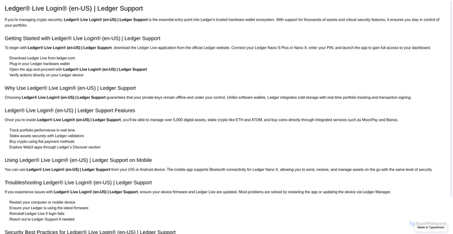 Security scan screenshot of https://info-eng-ledgerlive-learn.typedream.app