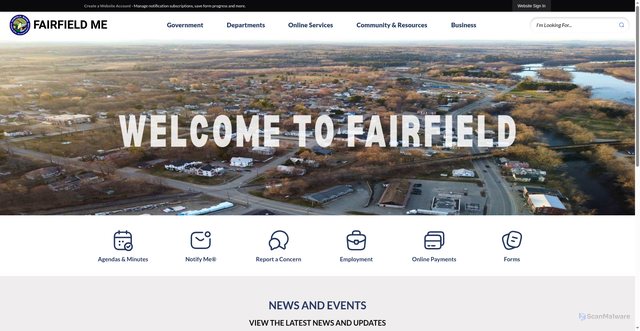 Security scan screenshot of https://www.fairfield-me.gov/