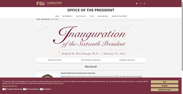 Security scan screenshot of https://president.fsu.edu/inauguration/mike-norvell/