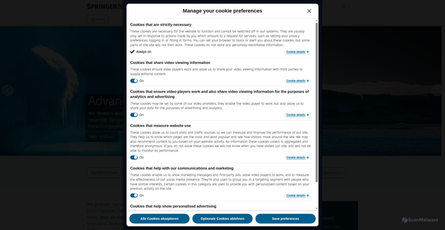 Security scan screenshot of https://www.springernature.com