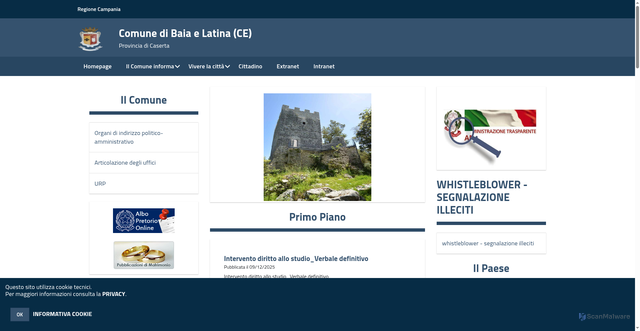 Security scan screenshot of https://www.comune.baiaelatina.ce.it/hh/index.php