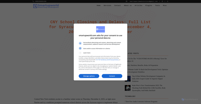 Security scan screenshot of https://smartupworld.com/cny-school-closings-and-delays/
