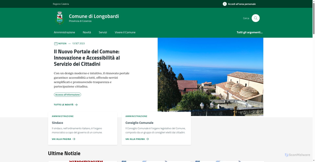 Security scan screenshot of https://www.comune.longobardi.cs.it