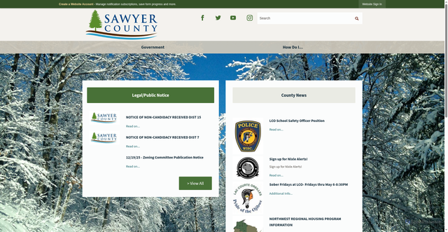 Security scan screenshot of https://sawyercounty.gov/