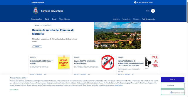 Security scan screenshot of https://www.comune.montafia.asti.it