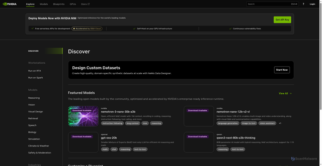 Security scan screenshot of https://build.nvidia.com/explore/discover