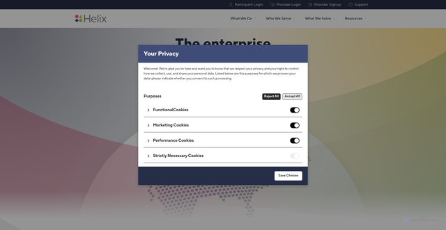 Security scan screenshot of https://www.helix.com/