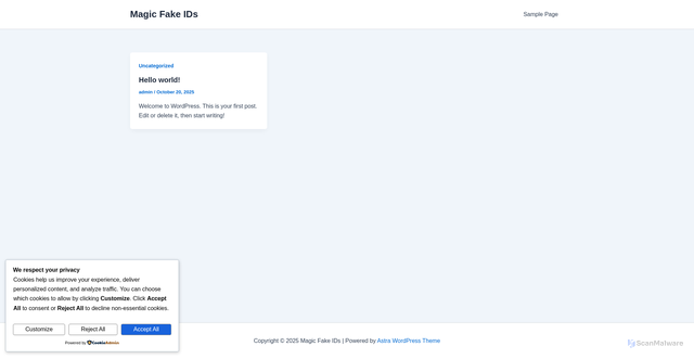 Security scan screenshot of http://magicfakeids.com/