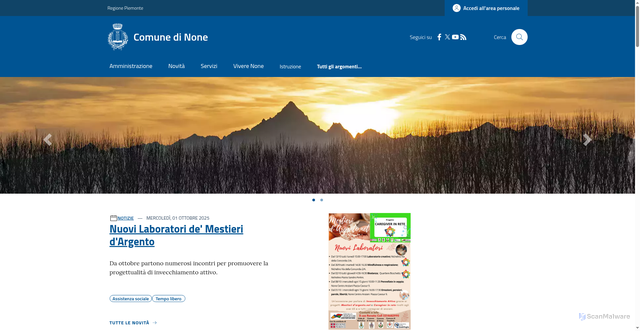 Security scan screenshot of https://www.comune.none.to.it/