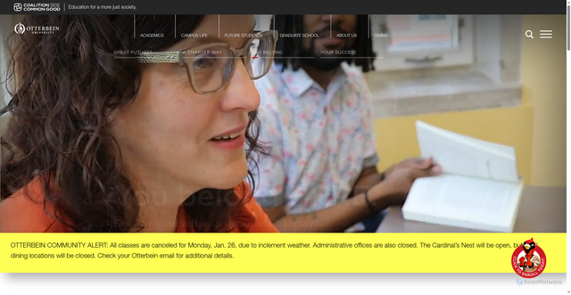 Security scan screenshot of https://www.otterbein.edu/