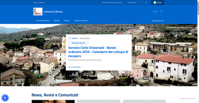 Security scan screenshot of https://www.comune.bonea.bn.it