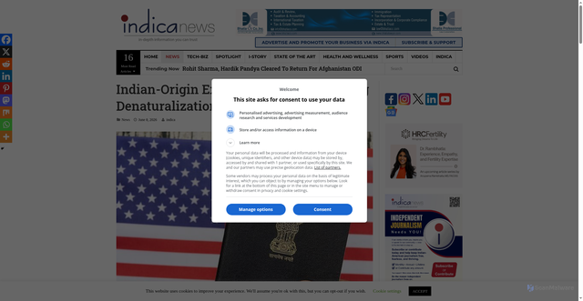 Security scan screenshot of https://indicanews.com/indian-origin-executive-among-17-facing-denaturalization-actions-in-u-s/