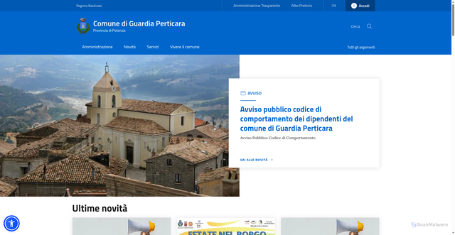 Security scan screenshot of https://www.comune.guardiaperticara.pz.it/