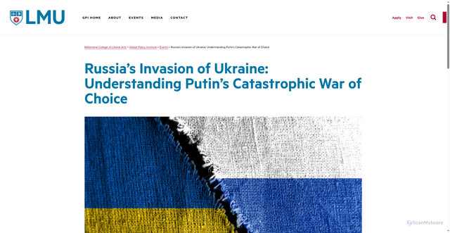 Security scan screenshot of https://bellarmine.lmu.edu/ukraine/
