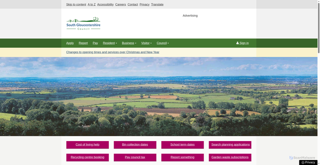 Security scan screenshot of https://www.southglos.gov.uk/