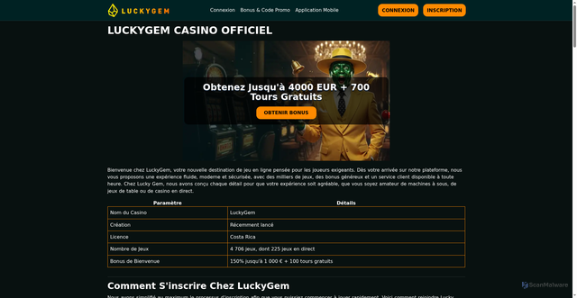 Security scan screenshot of https://luuckygem.fr/