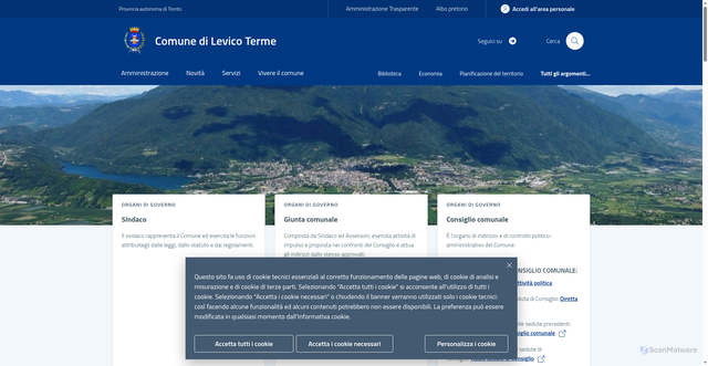 Security scan screenshot of https://www.comune.levico-terme.tn.it/